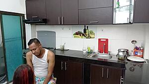 Steamy kitchen bang with my fat mother-in-law on sink