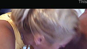 Vicky the blonde milf gets a creampie from the postman in her home