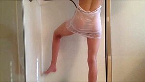Young and horny teen indulges in solo play in the shower