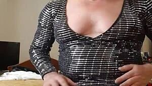 sissy crossdresser in stockings feels sexy in new dress