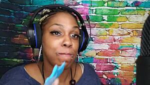 Horny ebony freak sucks lollipop
