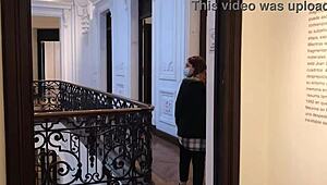 playing with vibrator in art gallery!