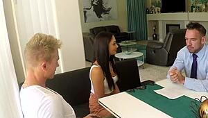 Nannyspy step dad catches babysitter ariana marie in action and joins her