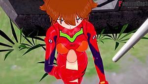 asuka langley soryu gets a blowjob and pov fucking in neo genesis evangelion
