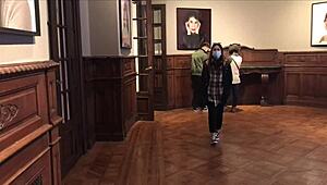 playing with vibrator in art gallery!