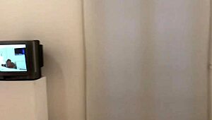 playing with vibrator in art gallery!