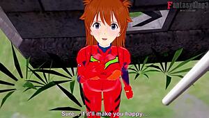 asuka langley soryu gets a blowjob and pov fucking in neo genesis evangelion