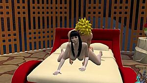 Hinata and Naruto share their first intimate encounter in hentai style