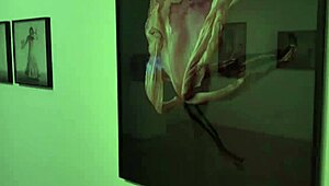 playing with vibrator in art gallery!