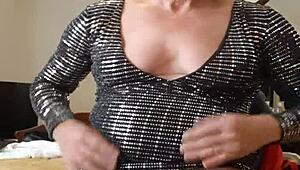 sissy crossdresser in stockings feels sexy in new dress