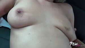 Milf glassed teacher fucks dude in car with deepthroat oral and hardcore cowgirl riding