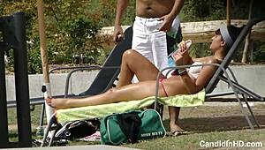 Teen in Thong Bikini Caught on Hidden Beach Cam