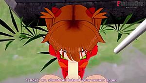 asuka langley soryu gets a blowjob and pov fucking in neo genesis evangelion