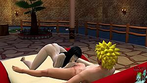 Hinata and Naruto share their first intimate encounter in hentai style
