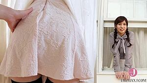 Beautiful Ria Sato's Big Ass Covered in Creamy Mess During Interview