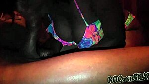 Black amateur couple gets steamy fucking in the sauna