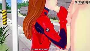 asuka langley soryu gets a blowjob and pov fucking in neo genesis evangelion