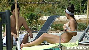 Teen in Thong Bikini Caught on Hidden Beach Cam