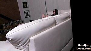 pov stepdaughter rubs her wet cunt and grinds cock while talking dirty to father-in-law