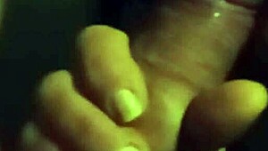 Mature woman sucks cock in dark, hiding from husband