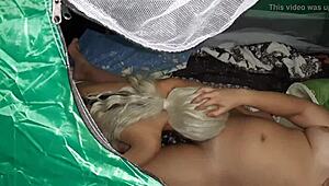 i'm peeping on these lesbian girls licking each other in the tent, it's so hot