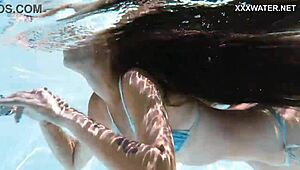 Super hot skinny Hungarian babe Lana swimming underwater 😍