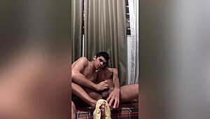 Young Gay Neighbor Gets Bareback Anal In Living Room