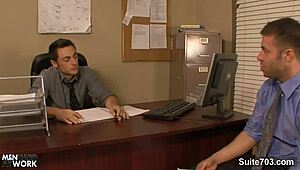 Gay office workers get down and dirty in hardcore video