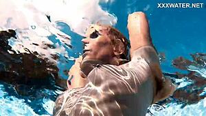 Hungarian Blonde Skinny Pornstar Swimming With Juicy Tits And Petite Ass