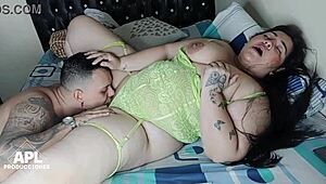 Chubby Stepmom in Sexy Lingerie Awaits with Tempting Curves.