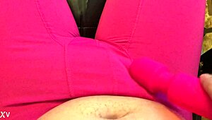 virgin guy vibes his monster cock in compression shorts using toys. solo play intensifies.