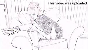 Liz Ashley warms up and strips