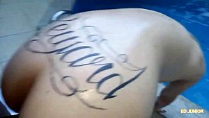 Ed junior bursting ass of young blonde without condom complete on red and sheer