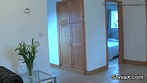 Unfaithful british milf lady sonia pops out her gigantic jugs.