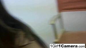 sexy ann marie rios plays with her pussy in close-up solo masturbation