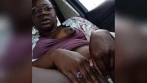 Naejae creams intensely in the car after long day.