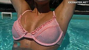 Hungarian Blonde Skinny Pornstar Swimming With Juicy Tits And Petite Ass