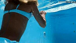 Hungarian Blonde Skinny Pornstar Swimming With Juicy Tits And Petite Ass