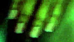 Ebony woman uses dildo for masturbation