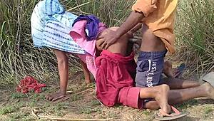 My heart races seeing my Indian wife gather wood, craving dirty outdoor sex.