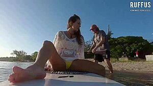 ana rothbard enjoys a relaxing paddle on the beach