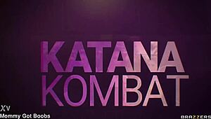 Detailed Game Set Snatch Featuring Kali Roses, Katana Kombat, Kyler Quinn In Athletic Skirt And Thong.