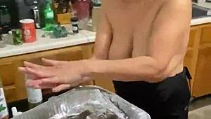 Anna Maria, a mature Latina, in a full video cooking up a sensual feast
