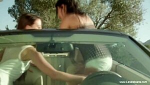 Best Friends Boldly Lesbian Fuck Outdoors Using Toys