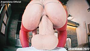 Squirting and gaping ass stretched with huge toys and fisting