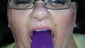 Ms. TL, your fat BBW throat takes that dildo so deep with toys, she says.