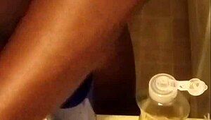 washing dishes solo with close-up cock action