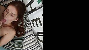 amateur babe deepthroats big cock in pov lingerie