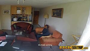 White Cock Tears Tight Black African Teen's Cunt Apart Deeply