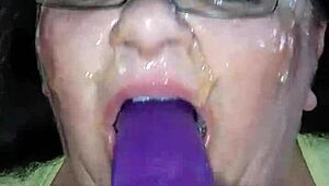 Ms. TL, your fat BBW throat takes that dildo so deep with toys, she says.